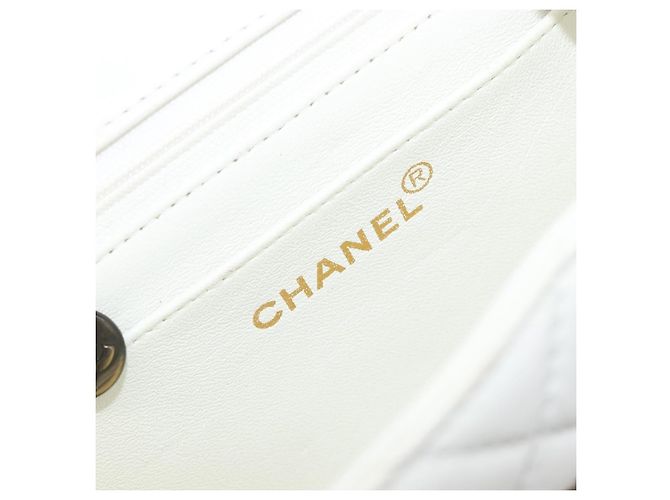 Chanel Vintage Envelope Flap Quilted Lambskin Bianco - vista 6