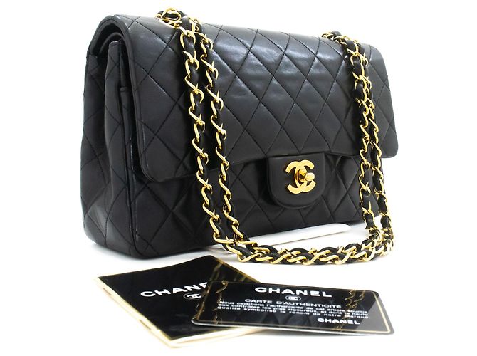 Chanel Classic Flap Lambskin Medium Nero - vista 3