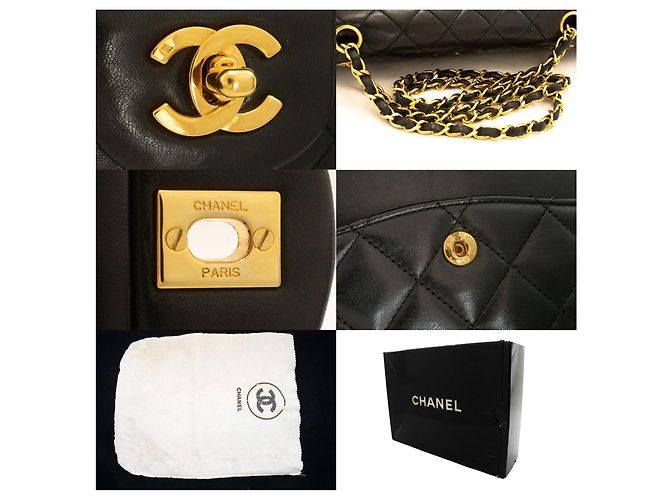 Chanel Classic Flap Lambskin Medium Nero - vista 7