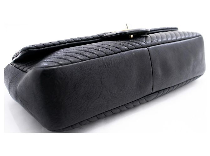 Chanel Classic Single Flap Chevron Lambskin Medium Nero - vista 4