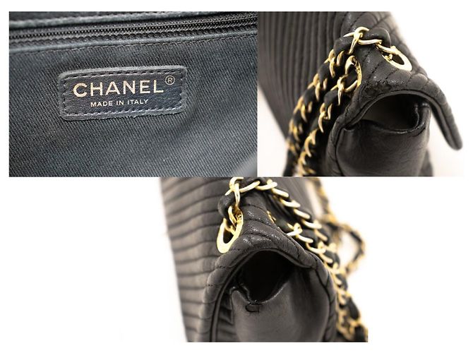 Chanel Classic Single Flap Chevron Lambskin Medium Nero - vista 7