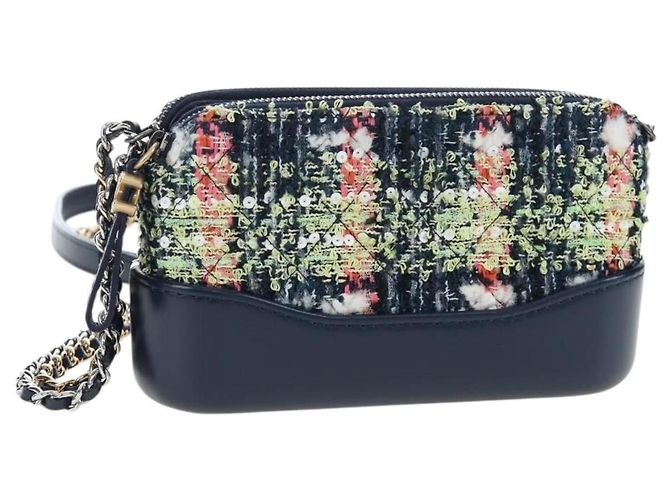 Chanel Gabrielle Tweed Small Blu navy - vista 3
