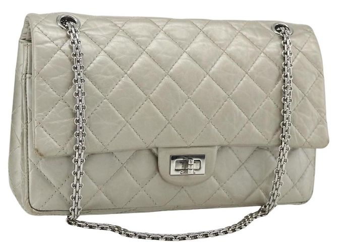 Chanel reissue 2.55 aged calfskin Argento - vista 3