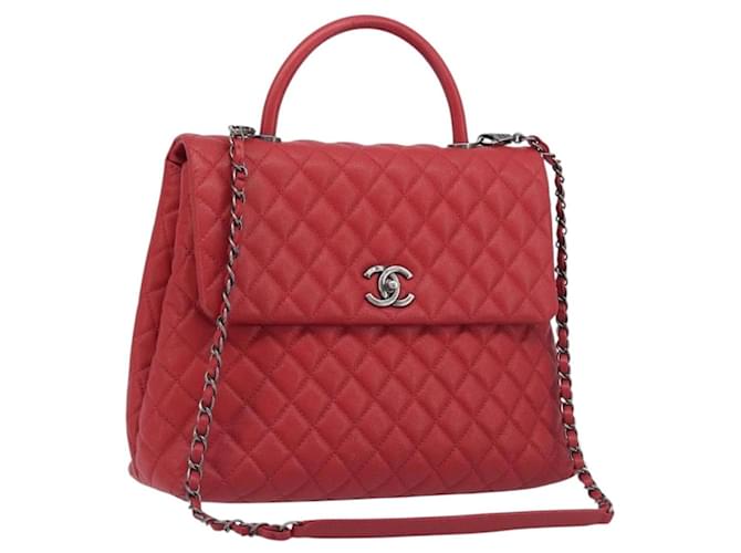 Coco Handle Chanel Coco Top Handle Caviar Large Rosso - vista 3