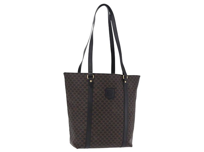 Céline Celine Vintage Macadam Canvas and Leather Nero - vista 3
