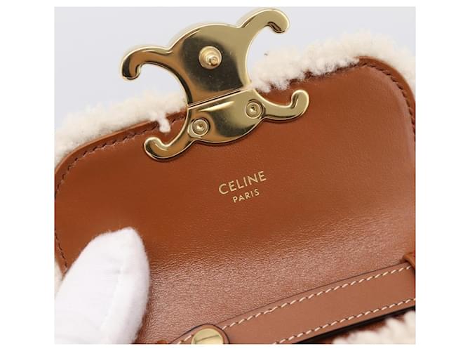 Céline Celine Triomphe Shoulder Shearling Mini Beige - Ansicht 6