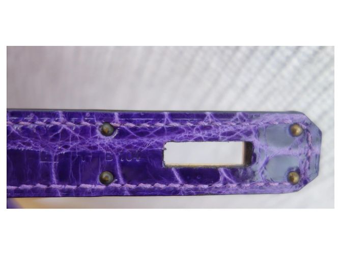 Hermès Birkin 30 Handtasche aus violettem Krokodilleder Lila - Ansicht 13