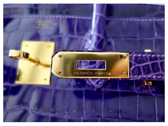 Hermès Birkin 30 Handtasche aus violettem Krokodilleder Lila - Ansicht 2