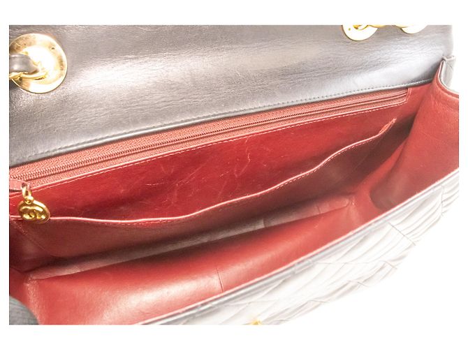Bolsa de Ombro CHANEL Classic Large 13" Flap Chain em pele de cordeiro preta Preto - vista 10