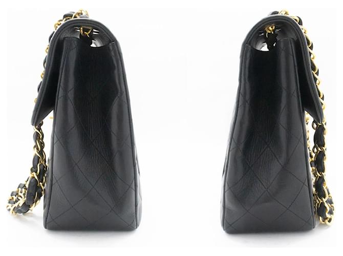 Bolsa de Ombro CHANEL Classic Large 13" Flap Chain em pele de cordeiro preta Preto - vista 5