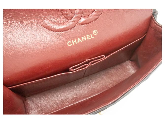 CHANEL Classic Double Flap 10" Borsa a tracolla con catena in pelle d'agnello nera Nero - vista 10