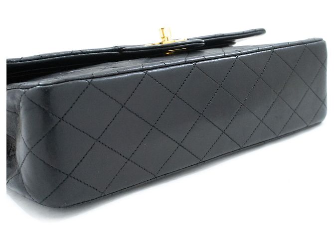 CHANEL Classic Double Flap 10" Borsa a tracolla con catena in pelle d'agnello nera Nero - vista 4