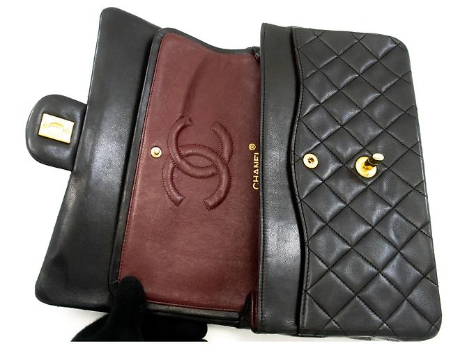 Borsa a tracolla con catena CHANEL Classic Double Flap 10" in pelle di agnello nera Nero - vista 11