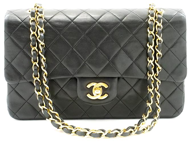 Borsa a tracolla con catena CHANEL Classic Double Flap 10" in pelle di agnello nera Nero - vista 2