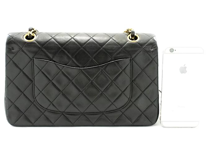 Borsa a tracolla con catena CHANEL Classic Double Flap 10" in pelle di agnello nera Nero - vista 3