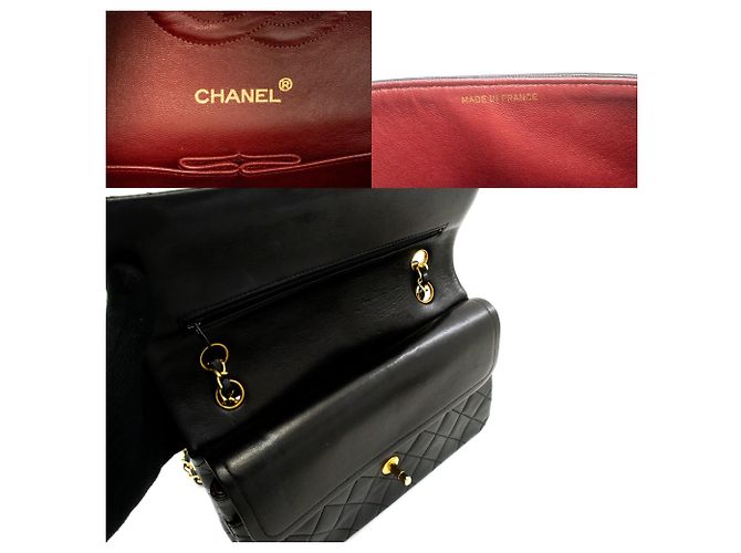 Borsa a tracolla con catena CHANEL Classic Double Flap 10" in pelle di agnello nera Nero - vista 8