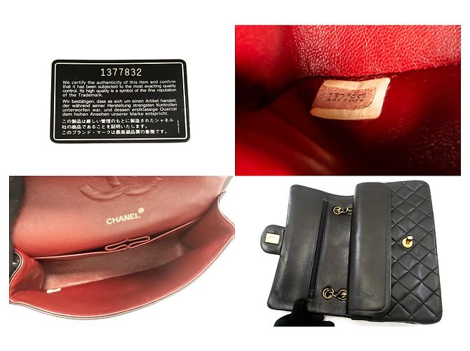 Borsa a tracolla con catena CHANEL Classic Double Flap 10" in pelle di agnello nera Nero - vista 9