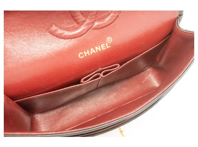 CHANEL Classic Double Flap 10" Borsa a tracolla con catena in pelle d'agnello nera Nero - vista 10