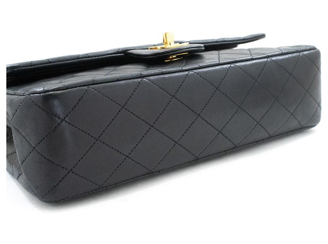 CHANEL Classic Double Flap 10" Borsa a tracolla con catena in pelle d'agnello nera Nero - vista 4
