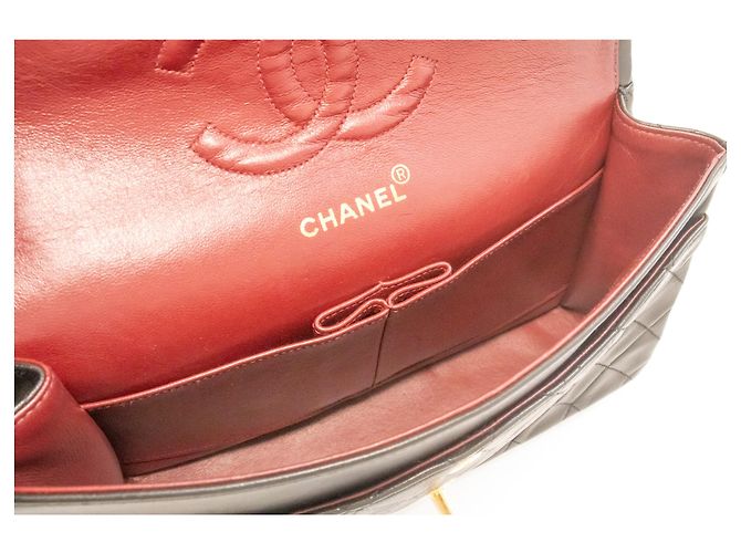 Bolsa de Ombro CHANEL Classic Double Flap 10" em pele de cordeiro preta Preto - vista 10