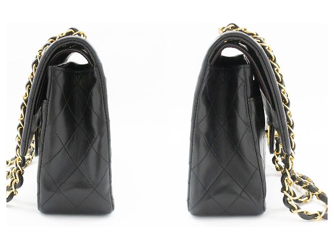 Bolsa de Ombro CHANEL Classic Double Flap 10" em pele de cordeiro preta Preto - vista 5