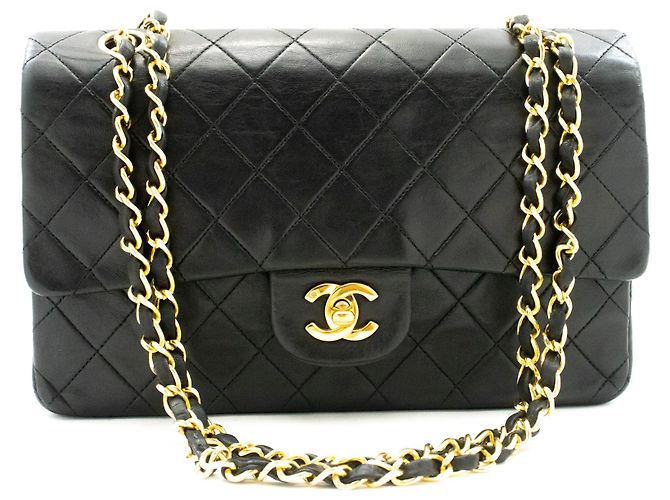 Borsa a tracolla con catena CHANEL Classic Double Flap 10" in pelle di agnello nera Nero - vista 2