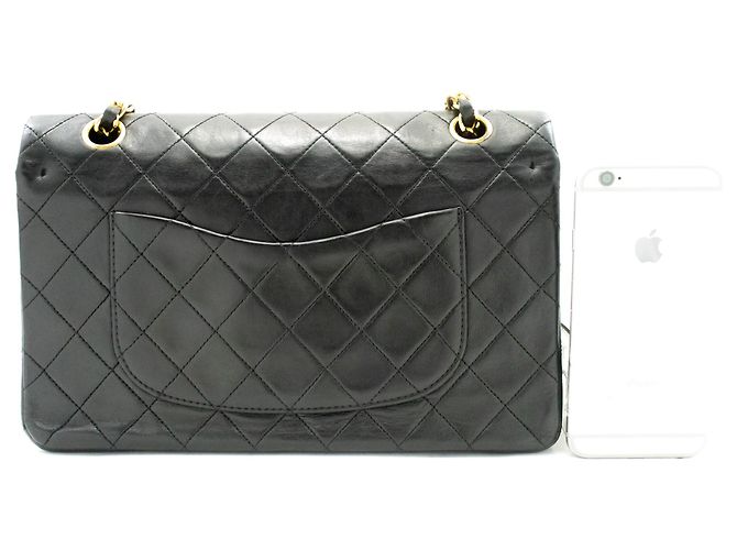 Borsa a tracolla con catena CHANEL Classic Double Flap 10" in pelle di agnello nera Nero - vista 3