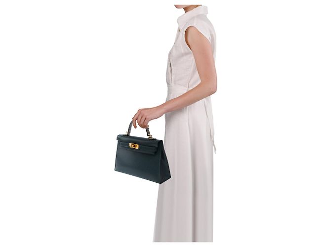 Hermès Borsa HERMES Kelly Mini in Pelle Verde - 103842 - vista 13