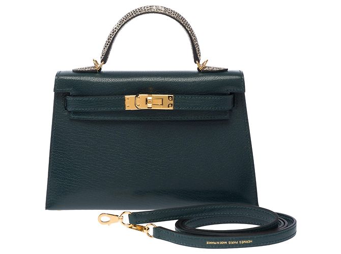 Hermès Borsa HERMES Kelly Mini in Pelle Verde - 103842 - vista 3