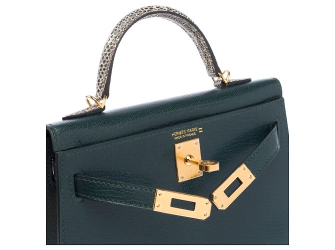 Hermès Borsa HERMES Kelly Mini in Pelle Verde - 103842 - vista 7