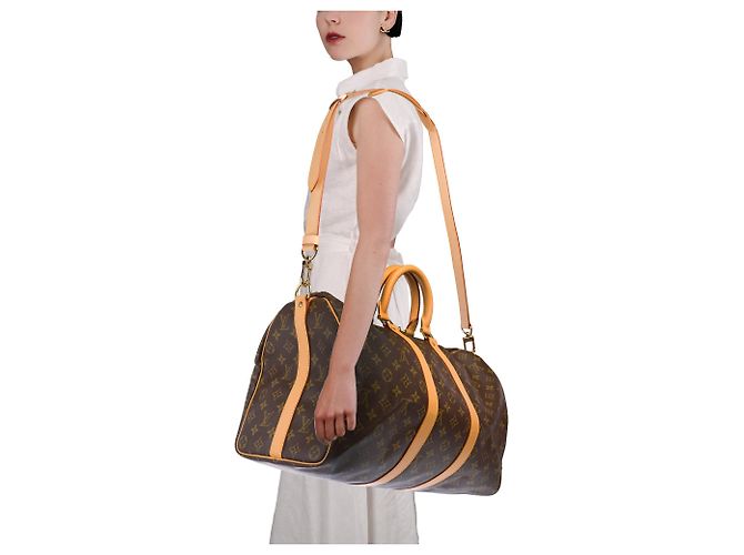 Borsa LOUIS VUITTON Keepall in Tela Marrone - 103853 - vista 12