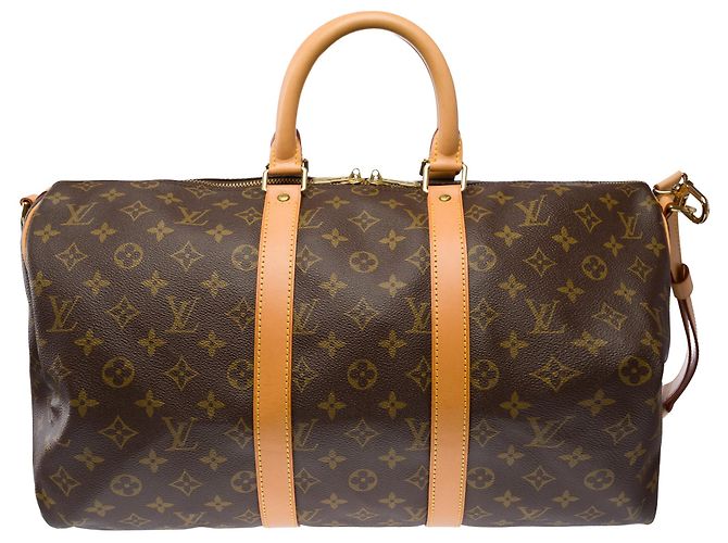 Borsa LOUIS VUITTON Keepall in Tela Marrone - 103853 - vista 3