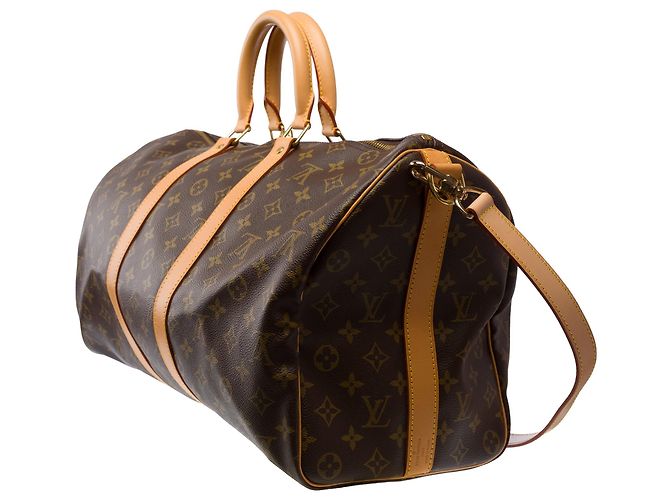 Borsa LOUIS VUITTON Keepall in Tela Marrone - 103853 - vista 5