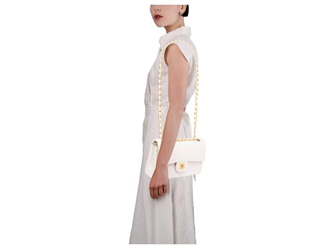 Borsa CHANEL Timeless/Classique in Pelle Bianca - 103866 Bianco - vista 13