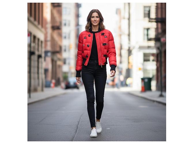 Dsquared2 Misty Mountains Rote Daunen-Bomberjacke - Ansicht 14