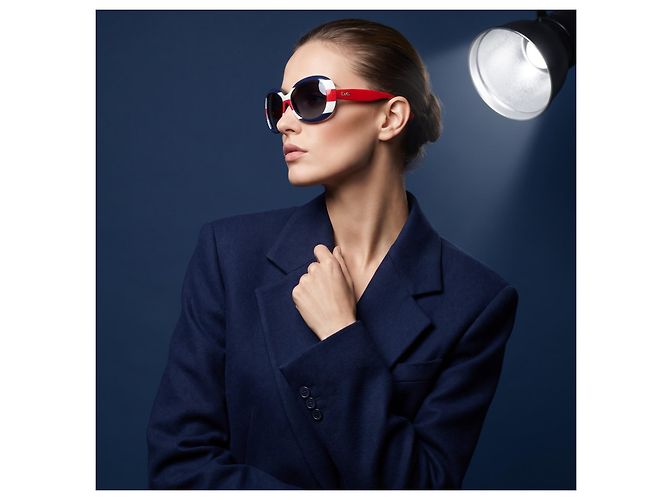 Dolce & Gabbana D&G 8058 Occhiali da sole oversize righe nautiche Bianco Rosso Blu - vista 10