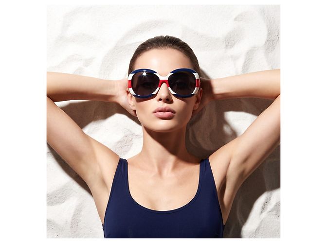 Dolce & Gabbana D&G 8058 Occhiali da sole oversize righe nautiche Bianco Rosso Blu - vista 11