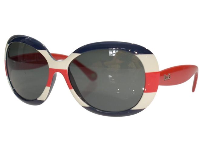 Dolce & Gabbana D&G 8058 Occhiali da sole oversize righe nautiche Bianco Rosso Blu - vista 2