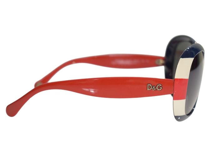 Dolce & Gabbana D&G 8058 Occhiali da sole oversize righe nautiche Bianco Rosso Blu - vista 5