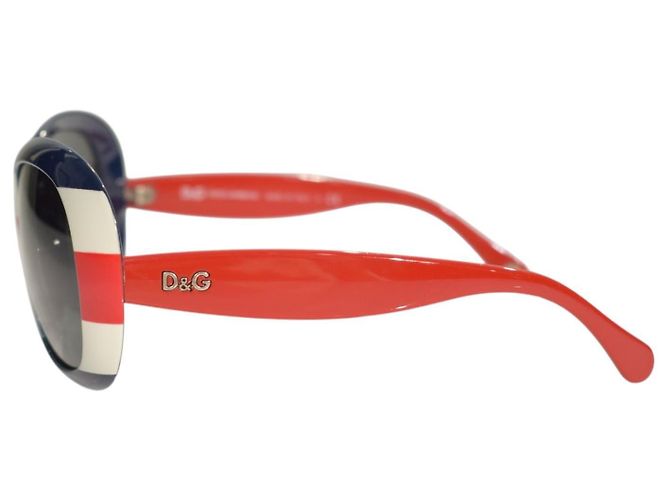 Dolce & Gabbana D&G 8058 Occhiali da sole oversize righe nautiche Bianco Rosso Blu - vista 7