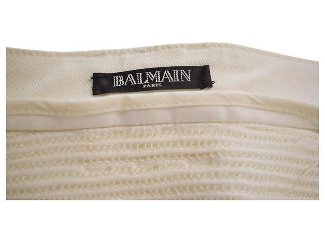 Balmain Jeans Moto Biker Off-White Blanco - vista 6