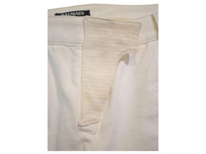 Balmain Jeans Moto Biker Off-White Blanco - vista 8