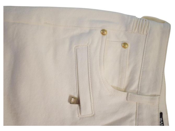 Balmain Jeans Moto Biker Off-White Blanco - vista 9