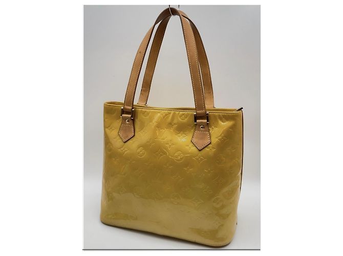 Louis Vuitton Houston Borsa in Vernice Gialla Giallo - vista 12