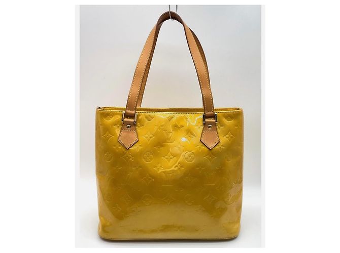 Louis Vuitton Houston Borsa in Vernice Gialla Giallo - vista 2