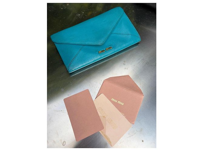 Cartera Miu Miu azul turquesa de piel granulada - vista 13
