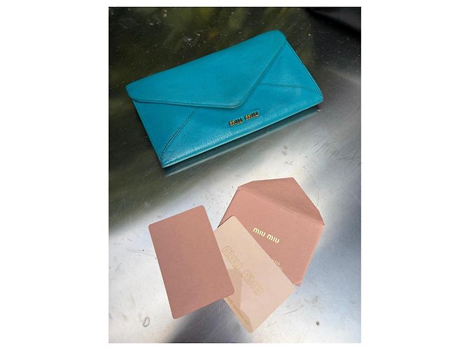 Cartera Miu Miu azul turquesa de piel granulada - vista 14