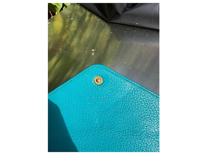 Cartera Miu Miu azul turquesa de piel granulada - vista 3