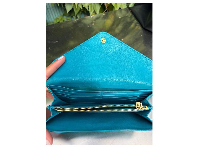 Cartera Miu Miu azul turquesa de piel granulada - vista 9