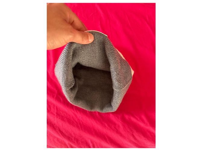 Berretto Chanel bicolore in lana Beige Grigio - vista 3